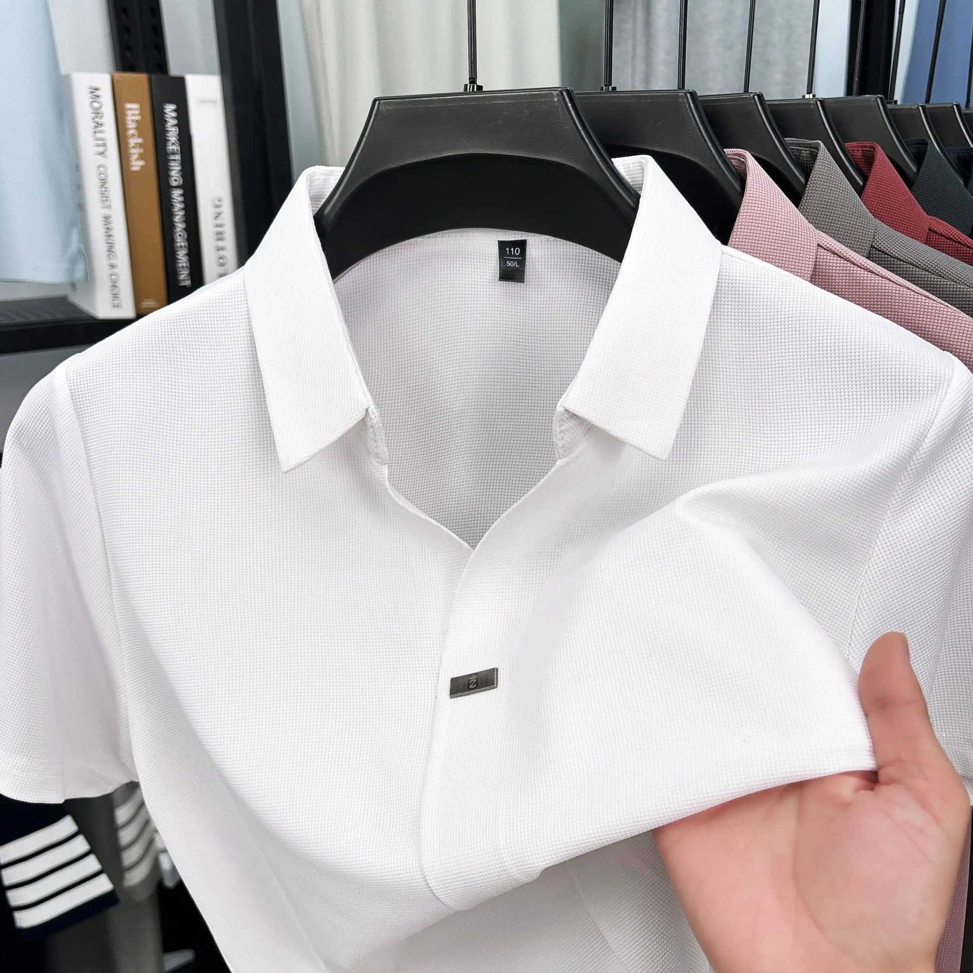 Summer New Solid Color Short-Sleeved Polo Shirt Mens High-End Casual Lapel Half-Sleeved T-Shirt Bottoming Shirt Y250707 Y250707