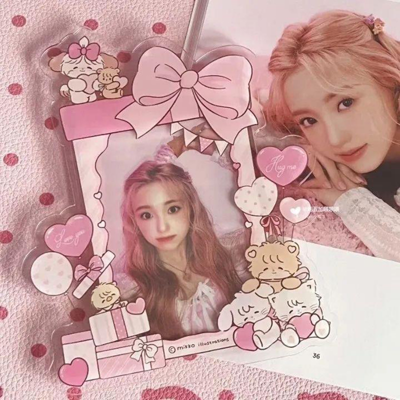Acrylic Photocard Holder Kpop Photo Idol Display Frame Creative Picture Card Protective Case Room Desktop Decor H260306