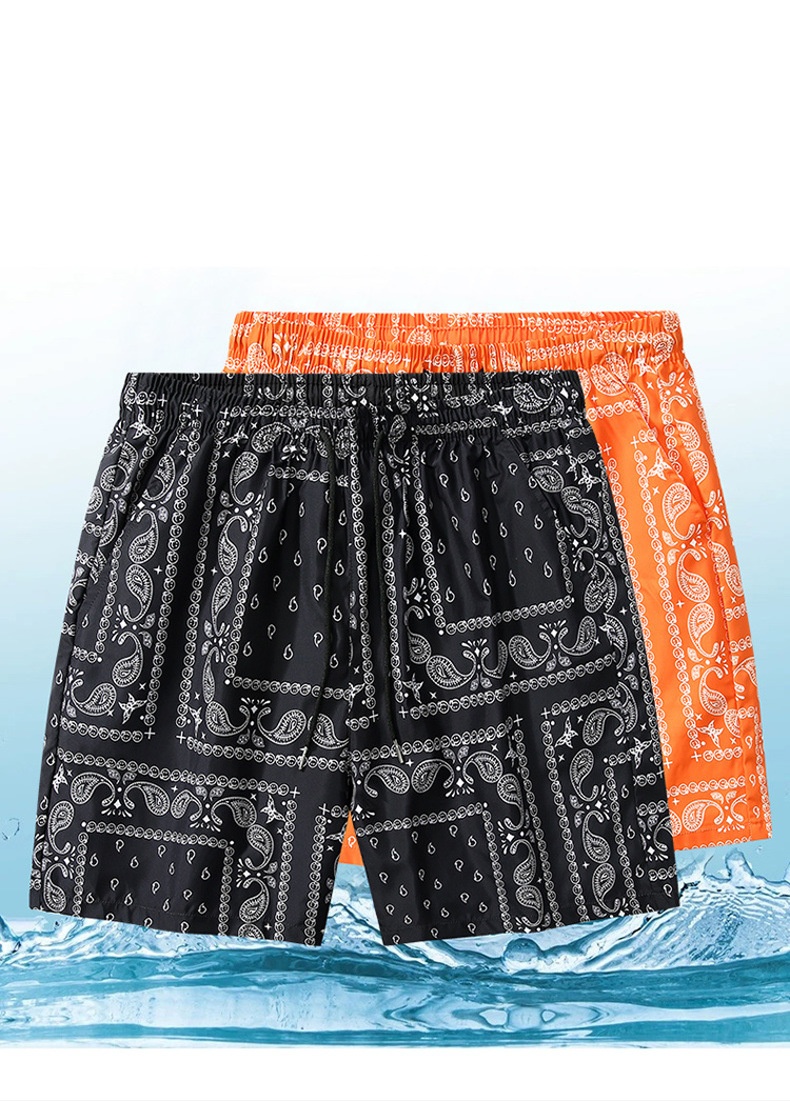 Luxurious Design Men's Shorts Paisley Fashion Beach Swim For Men 3D Print Quick Drying Drawstring Board Simple Square Plaid Surf Trunks