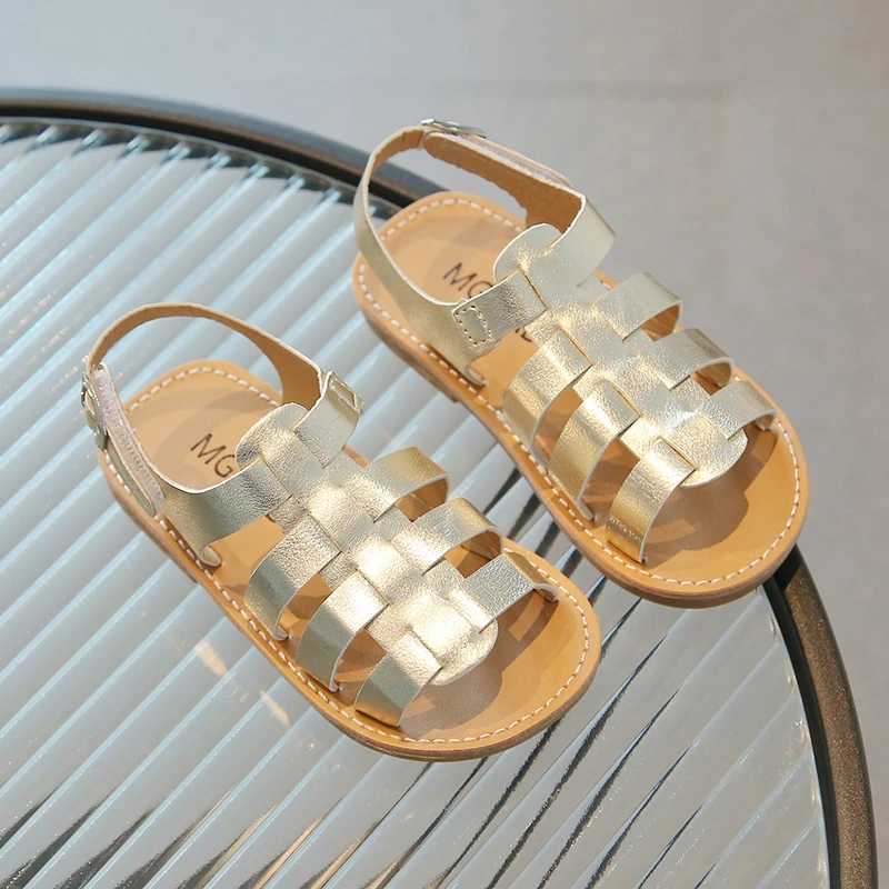 Baby Children Sandals Classic Pu Leather Plain Design Unisex Kids Sliders Hollow-out Hook-loop Non-slip Leisure Boys Girls Shoes R250707