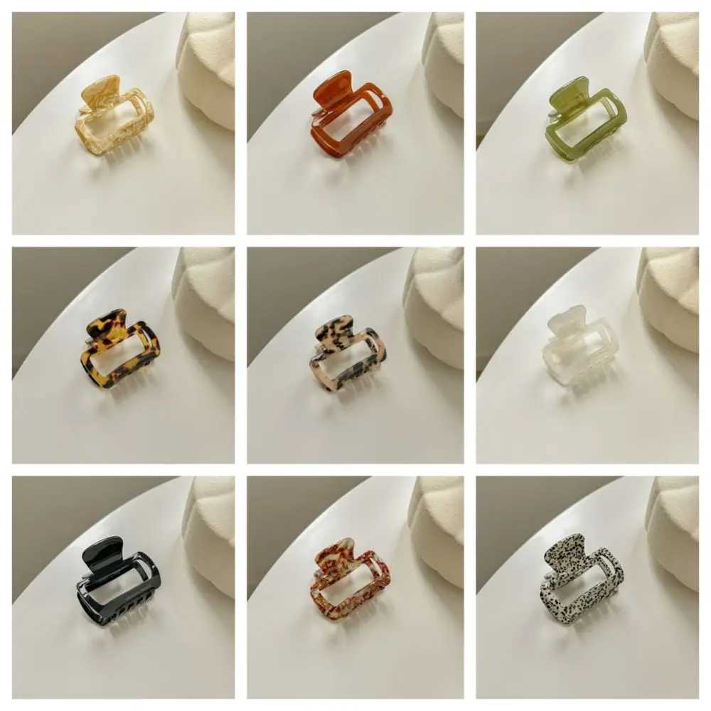 Acetic Acid Mini Hair Claw Retro Hollow Out Hair Grab Clip Acetate Hair Clips Y2K Leopard Pattern Square Barrettes Daily Y250707