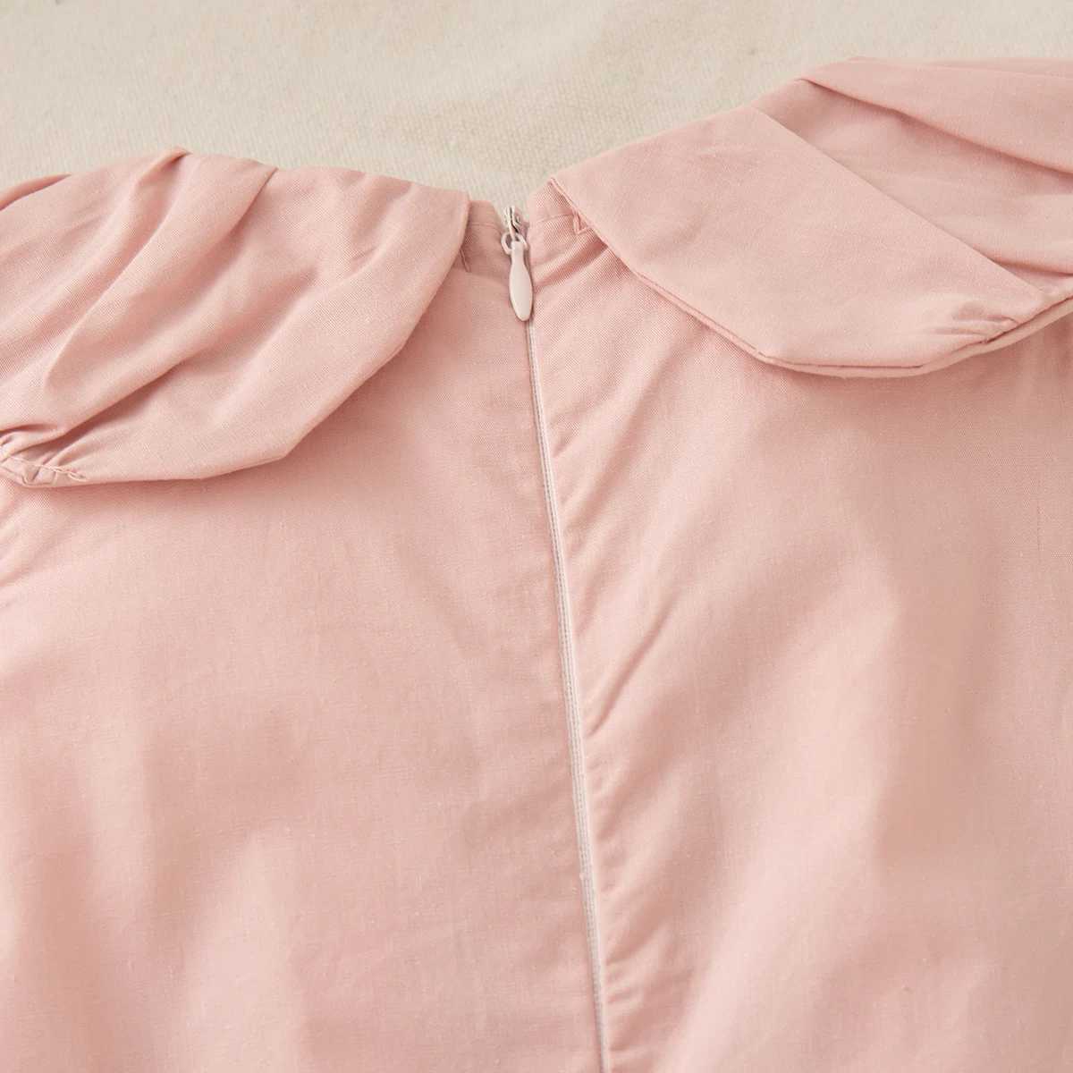 Toddler Girl Pink Dress Lovely Doll Collar Sleeveless Soft Cotton Dress for Kids Girl Summer Casual Outing Clothing with Bow Dec R250707