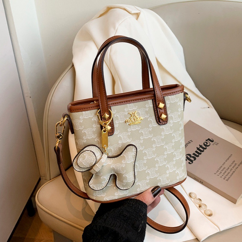 Designer High-End Feel 2025 New Korean Version Printed Versatile Bucket Elegant Handbag Fashion Shoulder Crossbody Light Luxury Women's Bag