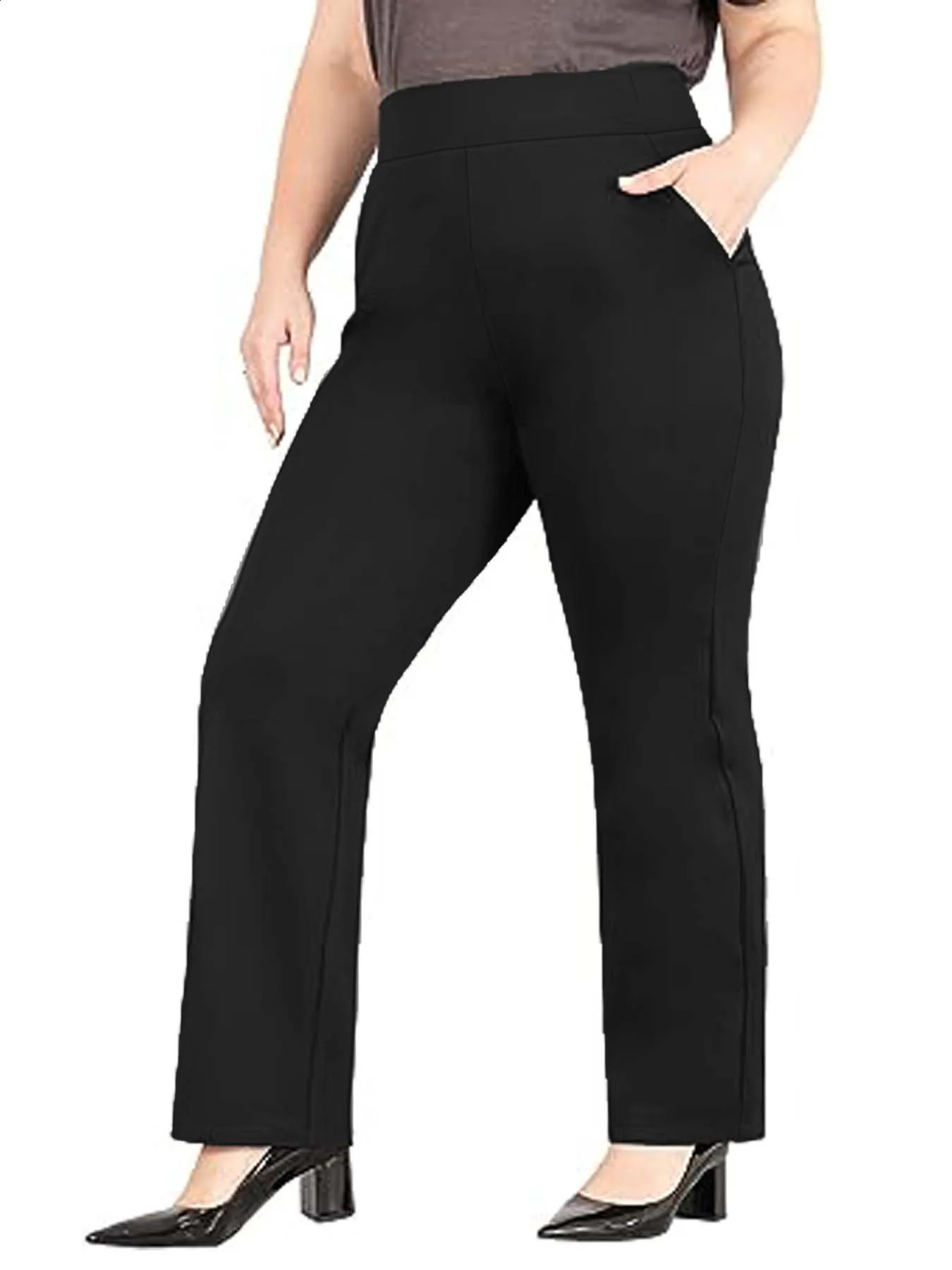 winter 2024 plus size womens flannellined knitted fabric British elegant formal fashion style pants 250628