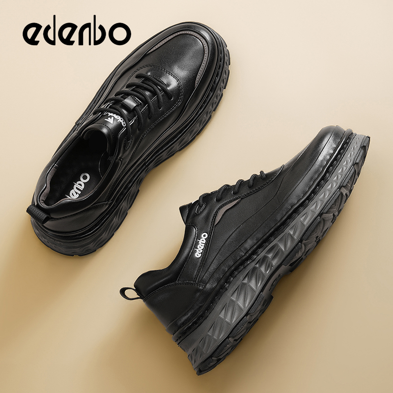 Edenbo men's shoes 2025 new four seasons genuine leather waterproof sports casual shoes men's white all-match full cowhide sneakers