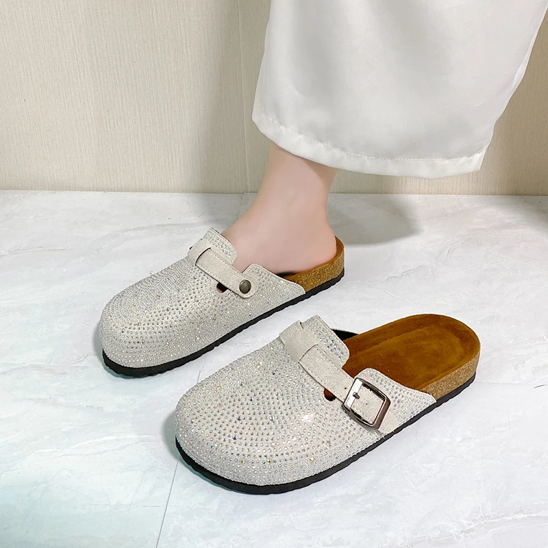 New designer slides clogs slippers Crystal Chunky Outdoors Mules womens sliders Summer slipper Buckled Luxury sandals Casual Beach flip flops size 35-