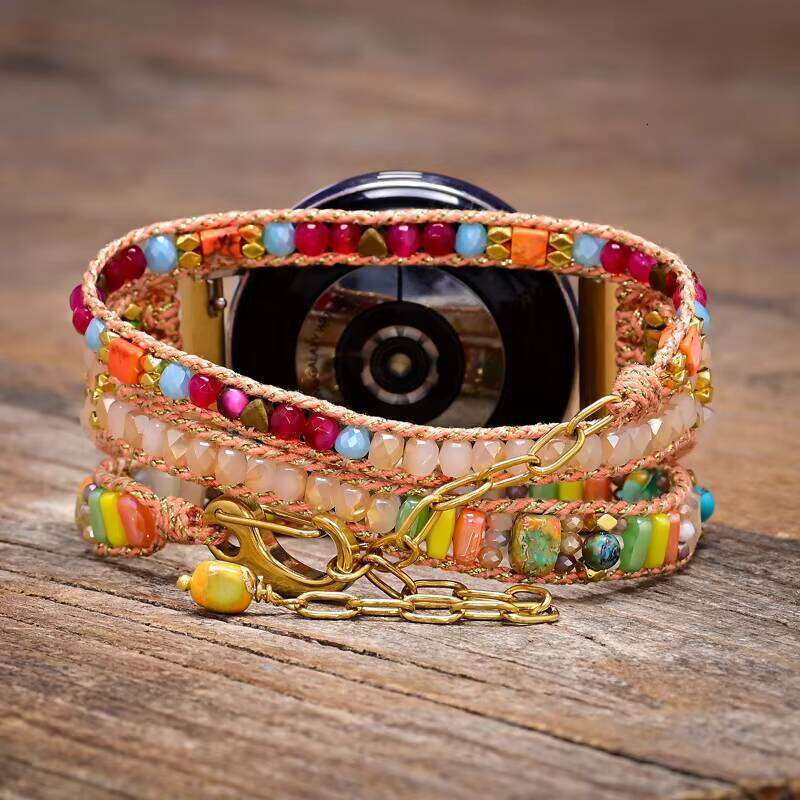 Creative Natural Stone Samsung Bohemian Vegan Orange 3-Layer Smart Watch Band