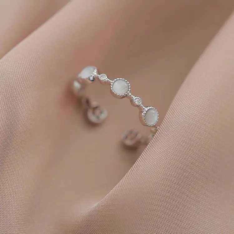 925 Sterling Silver Round Crystal Adjustable Rings For Women Wedding Engagement Luxury Jewelry Wholesale Accessories Jewellery XJ250707