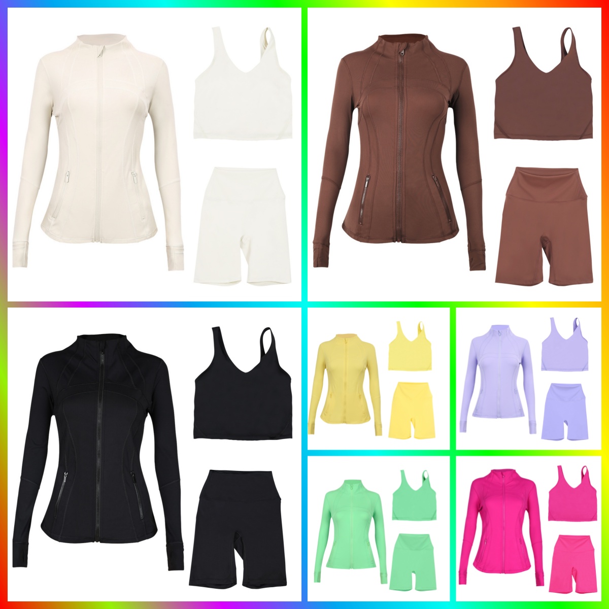 Women yoga bra leggings set style high-waisted sports jacket zipper coat elastic sportswear pants fitness set for the gym Womens Fitness luluess lemonity set