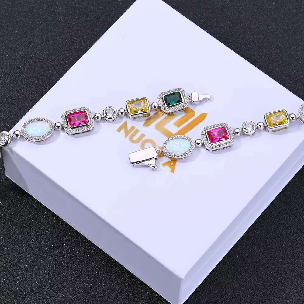 European and American Moissanite Colored Gemstone Ladies S925 Silver Jewelry Upscale Necklace