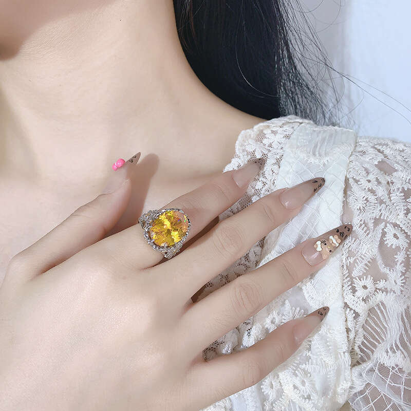 New Jewelry Ring Accessories, Color-Changing Under Purple Light, Red Corundum Pink Diamond Open Ring, High-End Light Luxury Women's Wholesale 4A9