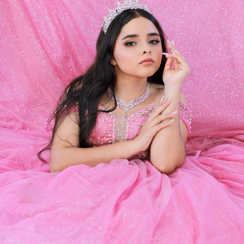 Pink Shiny Quinceanera Dresses Ball Gown Off The Shoulder Beading Crystal Tull Corset Party Birthday Sweet 16 Dress Vestidos 15 Anos