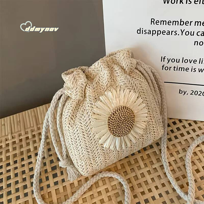 Summer New Fashion Straw Strap Mouth Womens Woven Single Shoulder Crossbody Bag for Travel and Amusement ddmynov