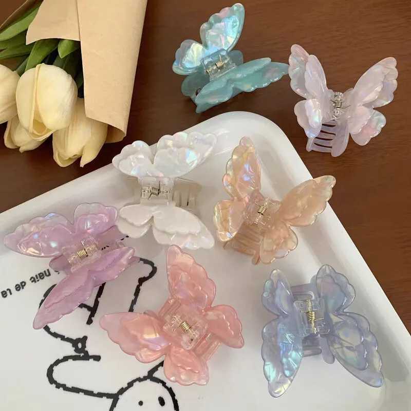 New Fairy Acetate Butterfly Claw Clip Female Elegant Colorful Bow Crab Shark Hair Clips Hairpins For Women Girl Hair Accessories Y250707