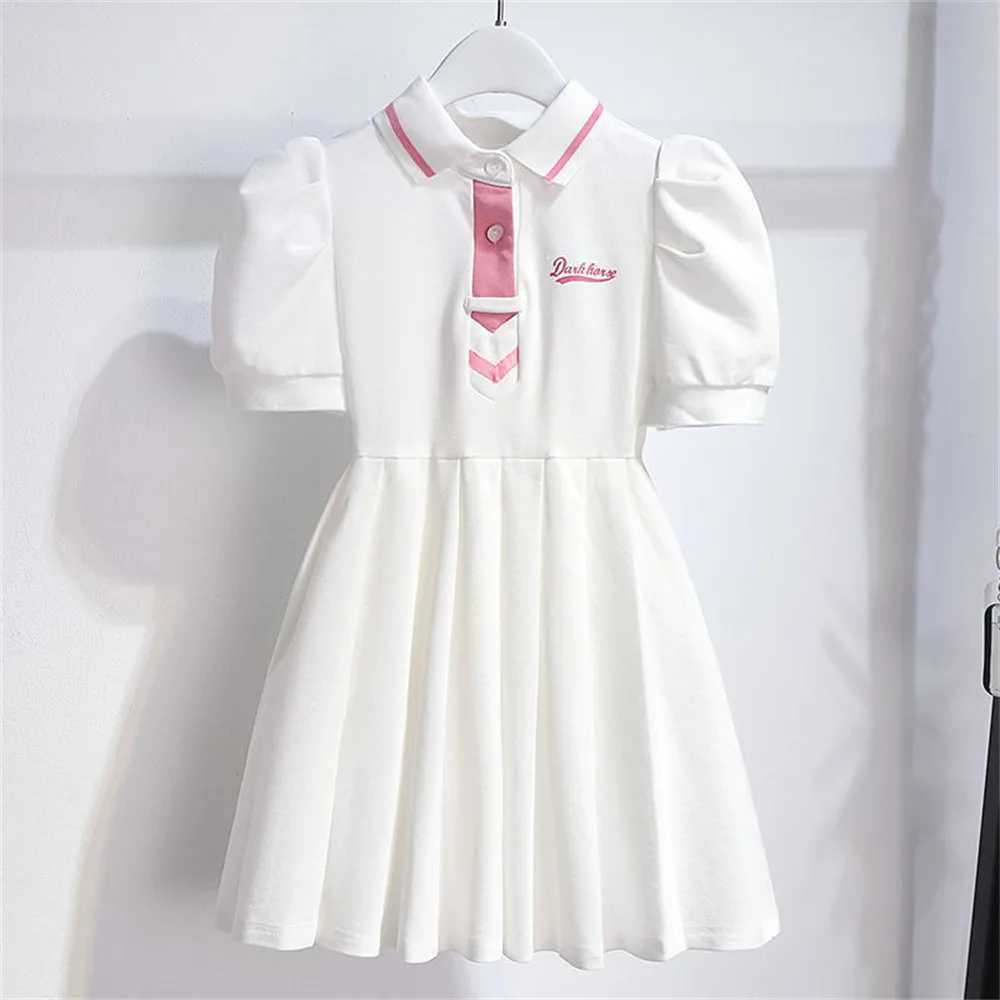 Kids New Short-Sleeved Dress Fashion Girls Skirt Small Fragrant Wind Sweet Pleated Princess Dress Casual Childrens Clothing R250707