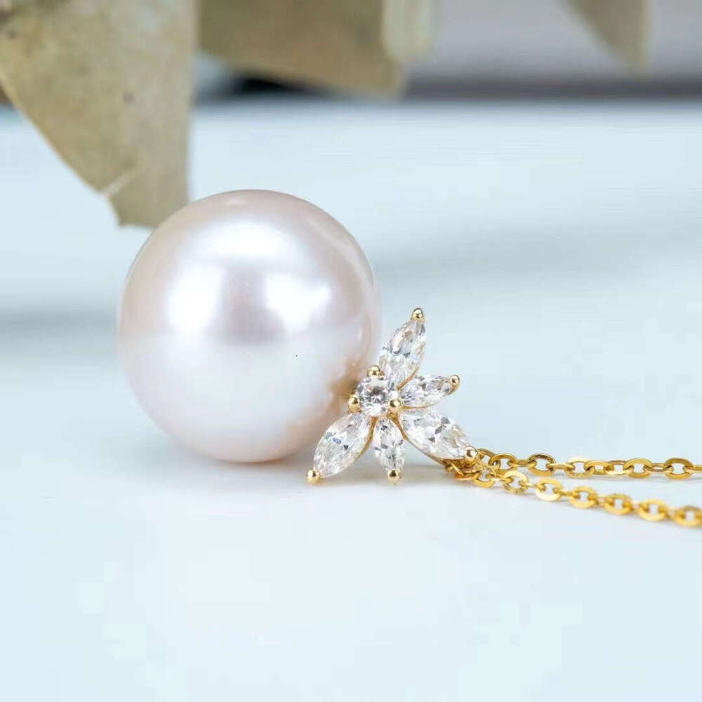 DHcollections DIY Pearl Accessories Copper Thick Gold-Plated Ice and Snow Sparkling Exquisite Pendant Necklace Semi-Finished 10-16mm