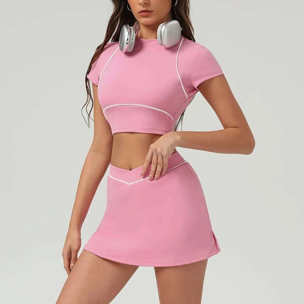 Tennis Sports Fiess High Waist Quick-drying Backless Skinny Golf Badminton Running Workout Clothes Gym Yoga Set for Women