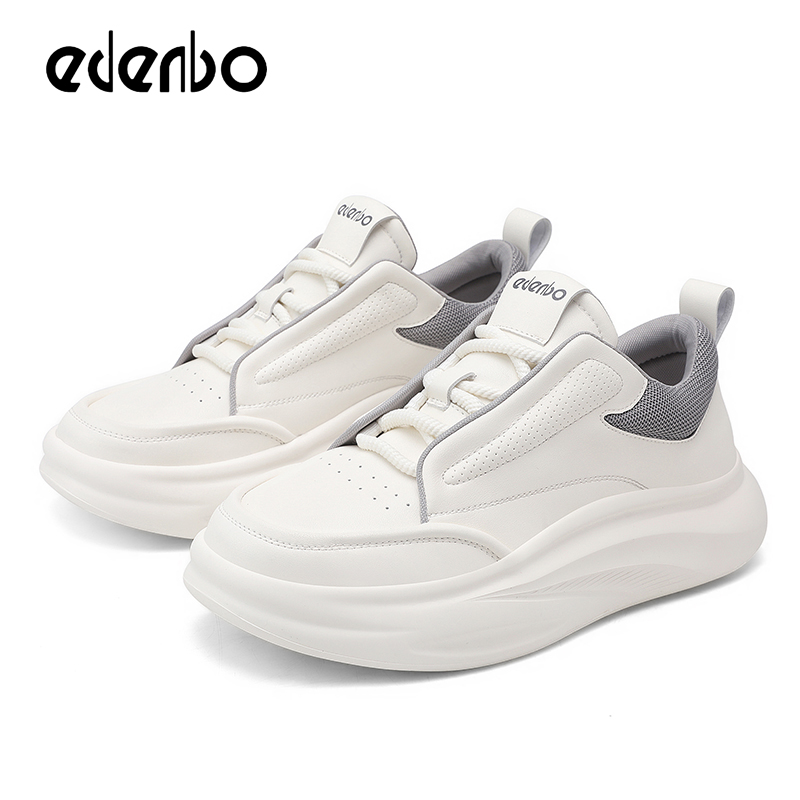 Edenbo thick-soled white shoes men's 2025 new spring fashion simple soft-soled sports casual trendy shoes
