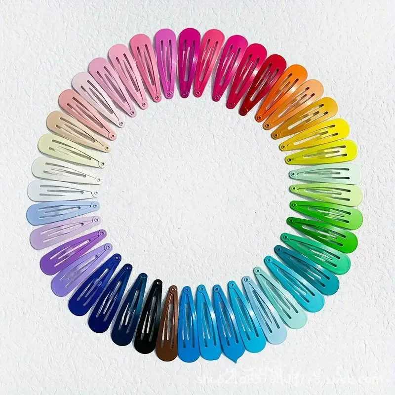 10/50Pcs Snap Hair Clips Candy Color Glossy 5cm/2in No Slip Metal Hair Pins Clips Barrettes Accessories for Baby Girls Hairpins Y250707