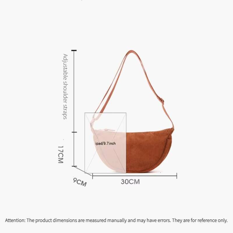Corduroy Crossbody Bags for Ladies Large Capacity Shoulder Fashion Purse and Handbags Solid Color Women Messenger Bag ddmynov