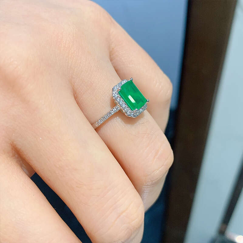 Simulated Paraiba Pink Diamond For Women Socialite Emerald Square Ring Jewelry A42