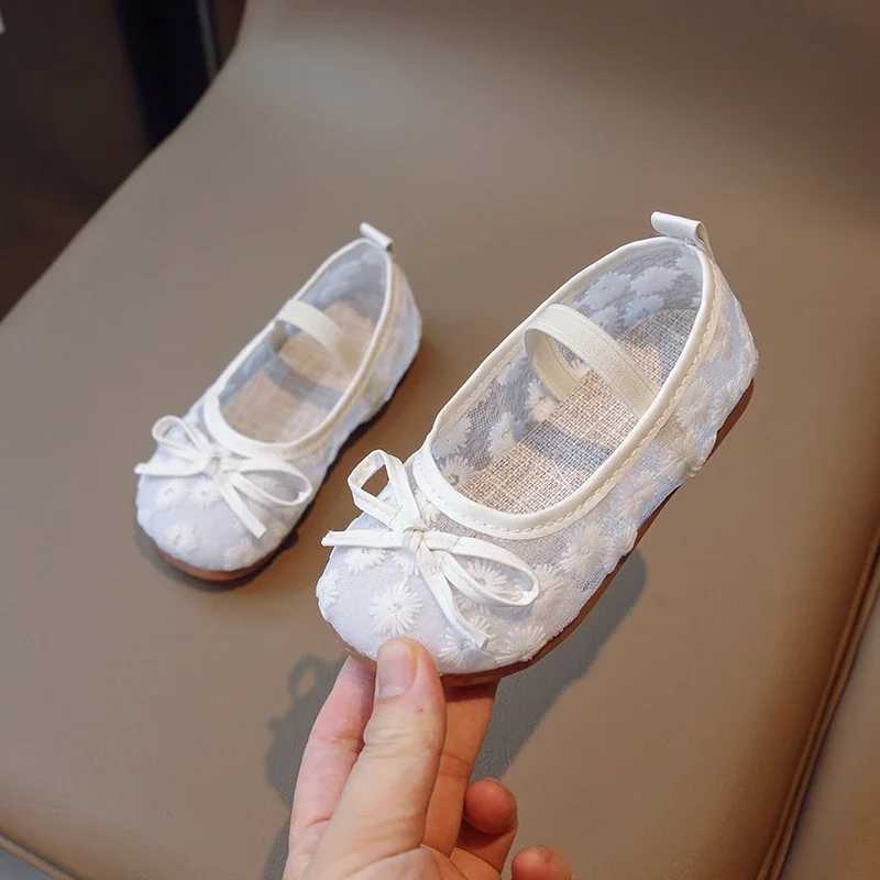 2023 Soft Child Summer New Korean Toddler Shoes Girl Versatile Bow Embroidery Elegant Elastic Band Simple Kids Shoes Round-toe R250707