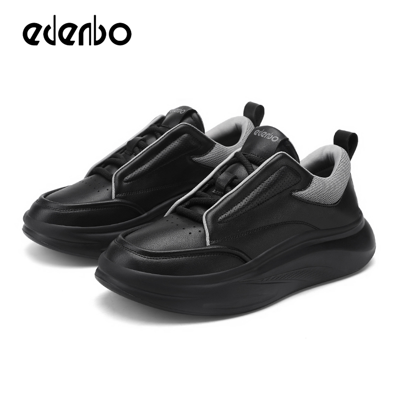 Edenbo thick-soled white shoes men's 2025 new spring fashion simple soft-soled sports casual trendy shoes