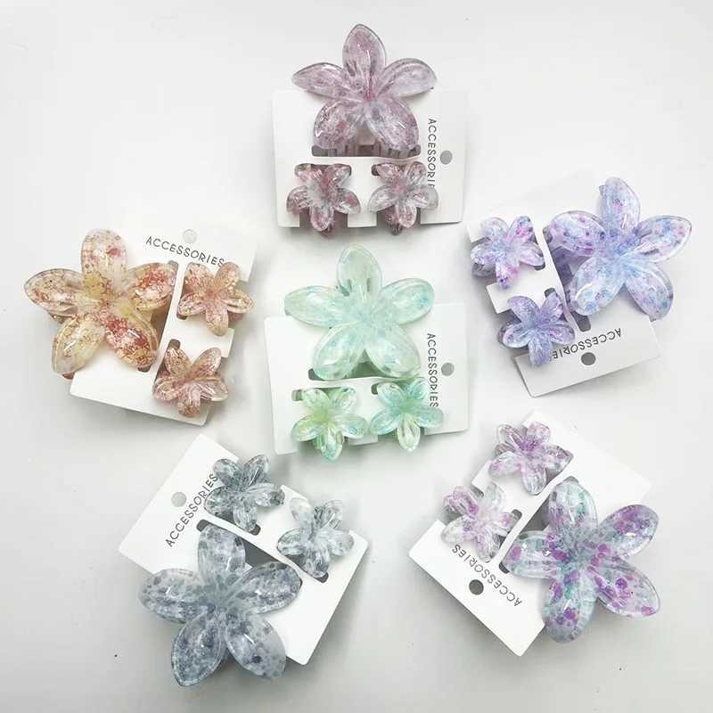 3pcs/set Sweet Flower Shark Hair Claws Clips Hairpins Barrettes for Girls Women Fashion Headwear Wedding Accessories Gift Y250707