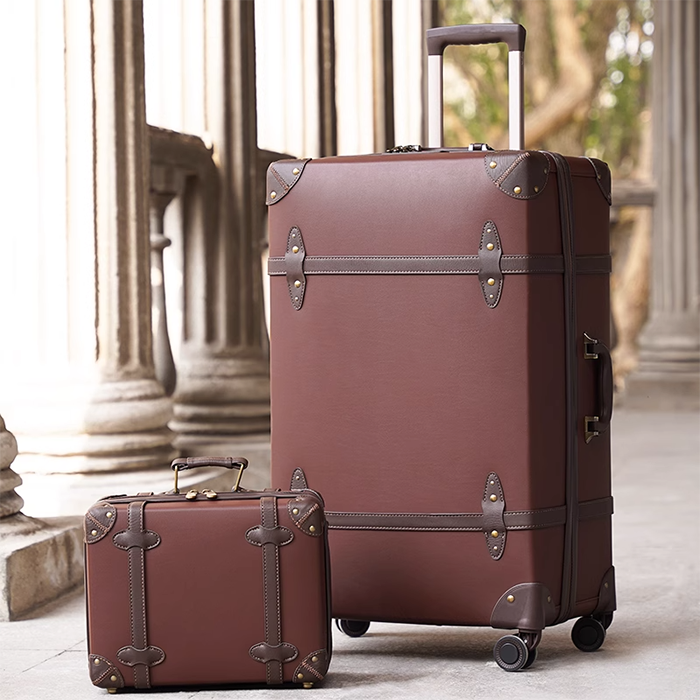 Retro luggage for men 28 inch large capacity travel suitcase 24 inch leather suitcase and 20 inch luggage case for women