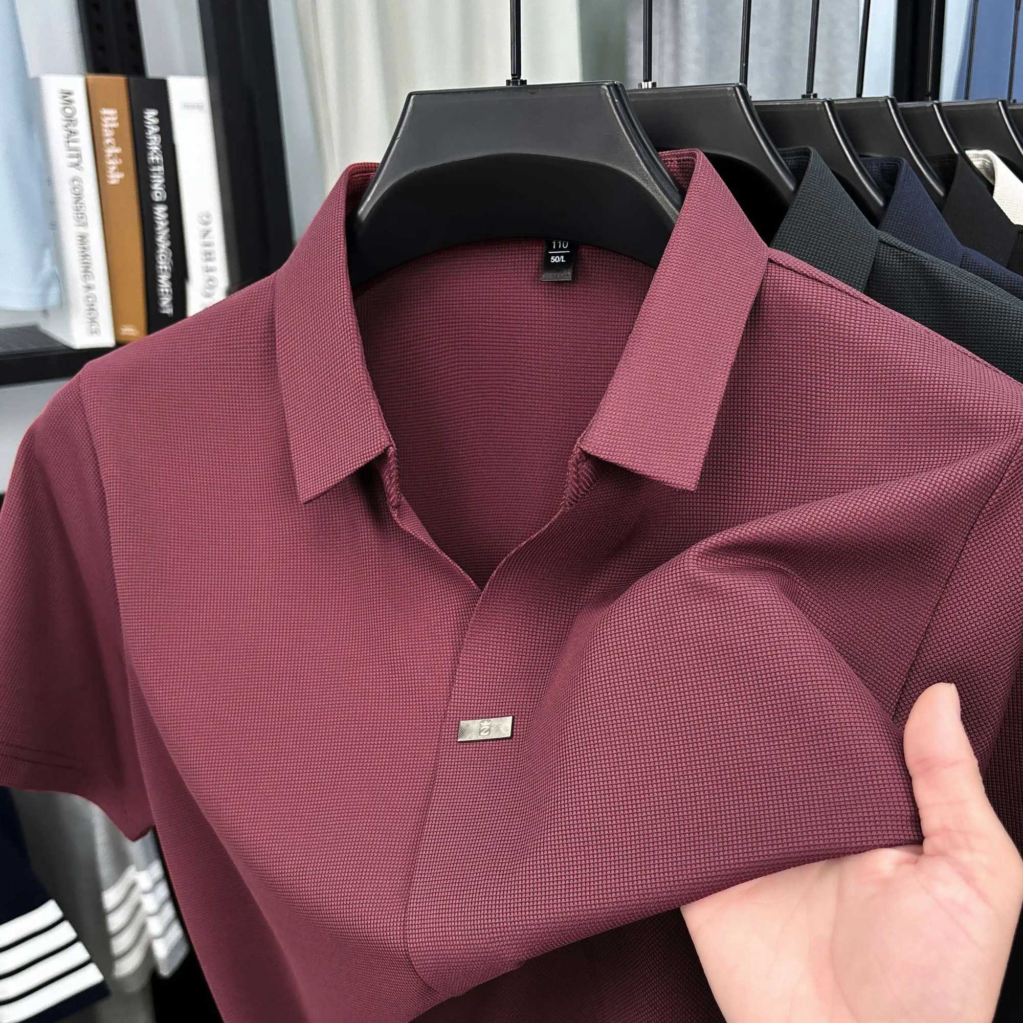 Summer New Solid Color Short-Sleeved Polo Shirt Mens High-End Casual Lapel Half-Sleeved T-Shirt Bottoming Shirt Y250707 Y250707