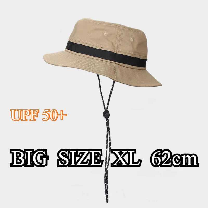 Big Size 62cm Sun Hats Men Bucket Hat UPF 50+ Boonie Hat Women Foldable UV Protection Hiking Fishing Summer Safari Fisherman Hat Y250707