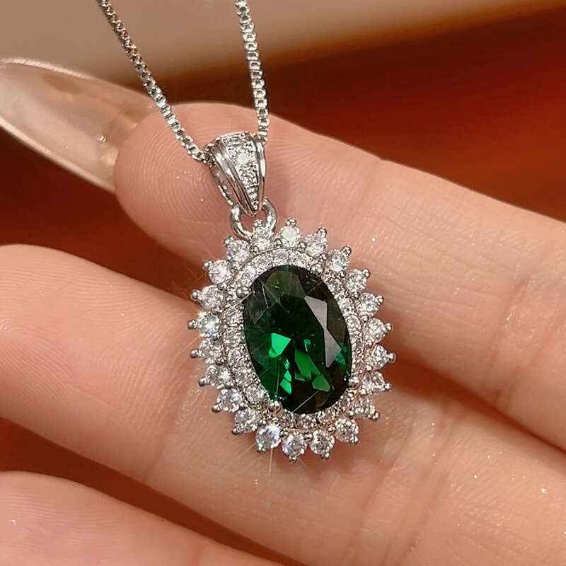Jewelry Set Necklace Ring Accessories Imitation Emerald Red Versatile Fashion Women's Style 374