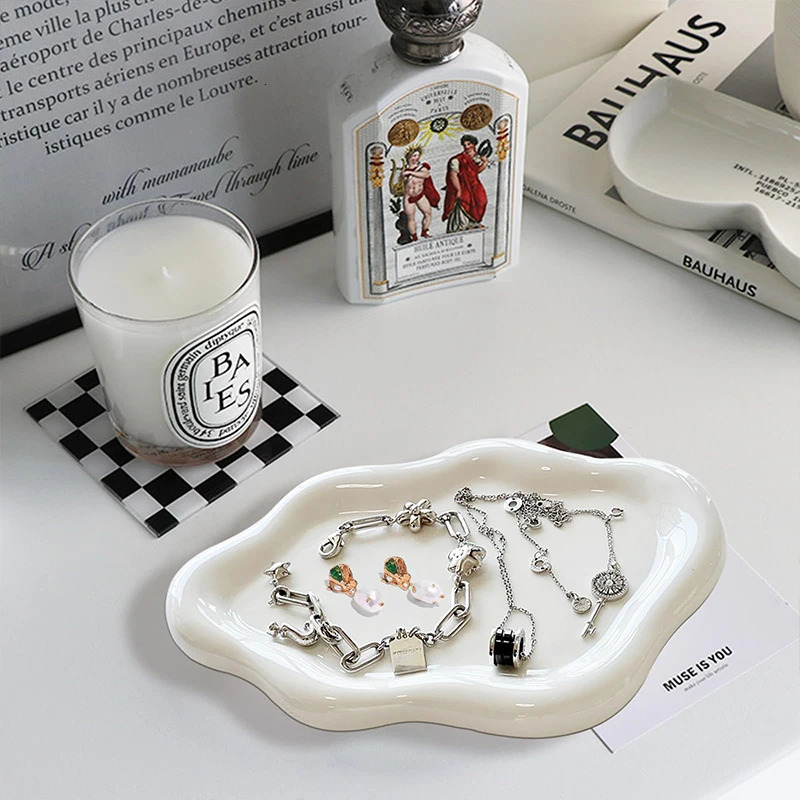 Jewelry Dish for Women Trinket Tray Dish Cloud Shape Ceramic Plate Watch Keys Tray Ring Dish Holder for Mothers Day Gift 250702