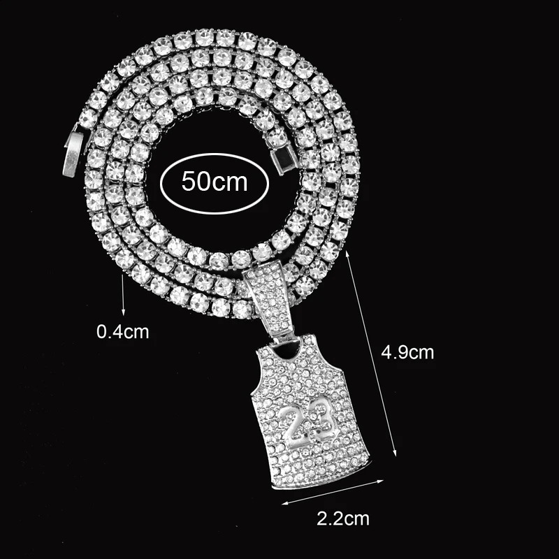 Hip Hop Rhinestone Number 23 Basketball Pendant Necklace Iced Out Chain Sports Necklaces For Men And Women Jewelry Gift 250707