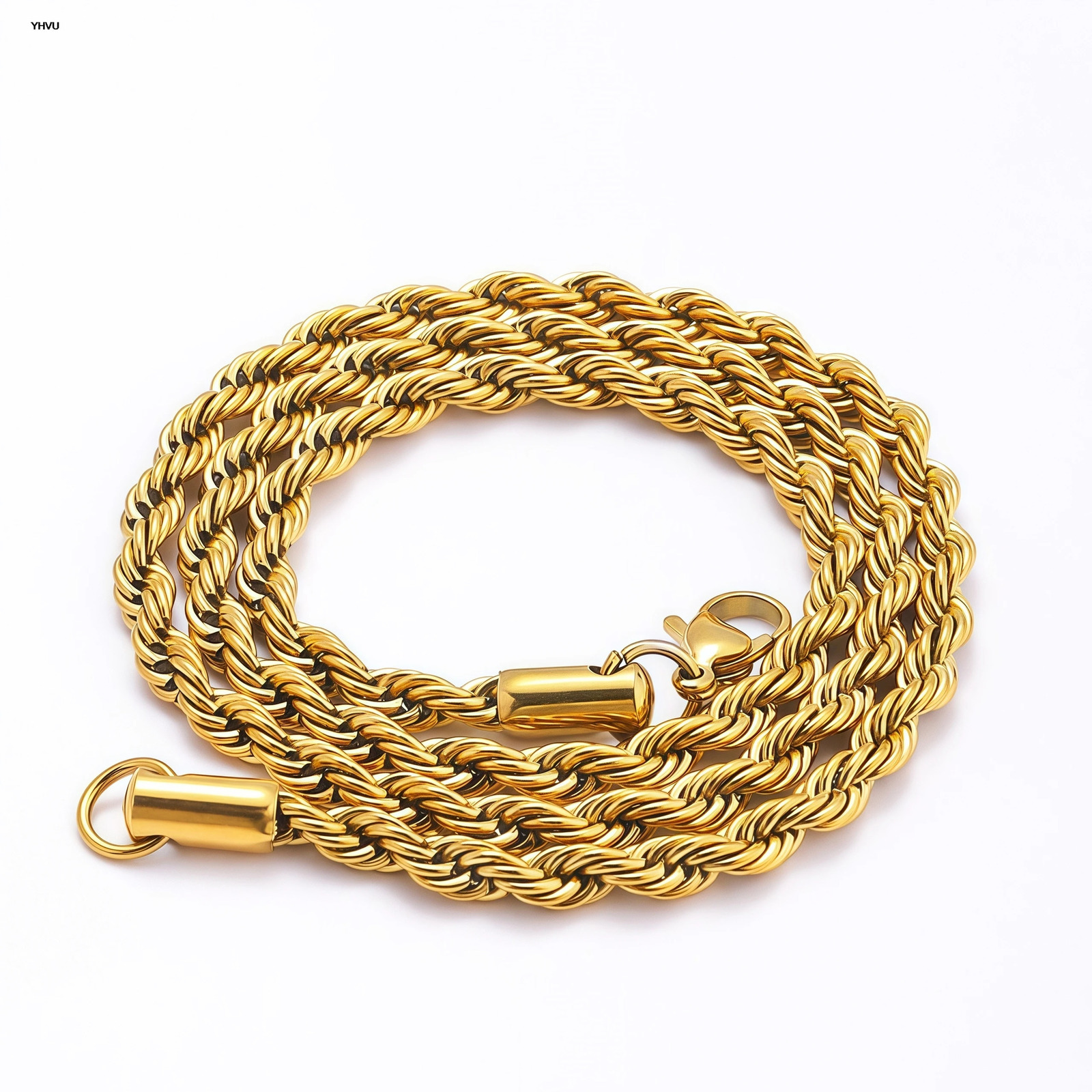 Yhvu Men Ropes Long Necklace Stainless Steel Minimalist Twist Rope Chain Available in Gold Color Silver 2 TO 5mm 250704