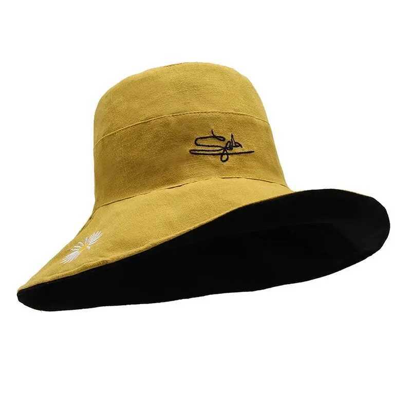 Summer 2024 New Sunshade And Sunscreen Bucket Hat Korean Version Large Brim Outdoor Fashion Neck Hat Y250707