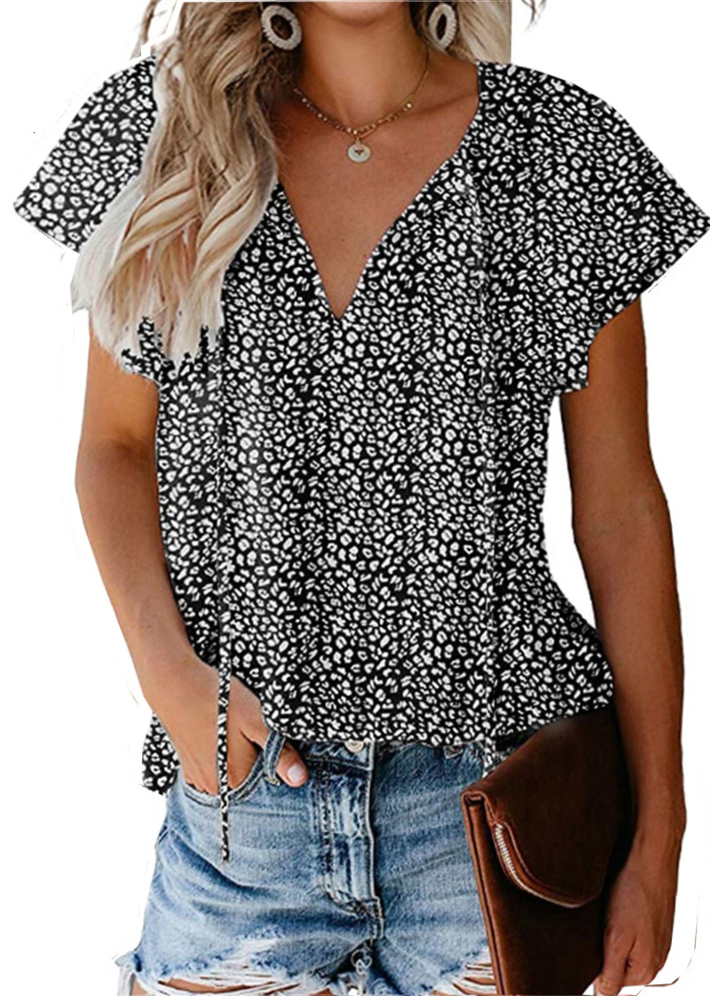 2025 Summer new women's new T-shirt floral casual V-neck loose simple short sleeved top Summer new designer T-shirt New designer short sleeved to
