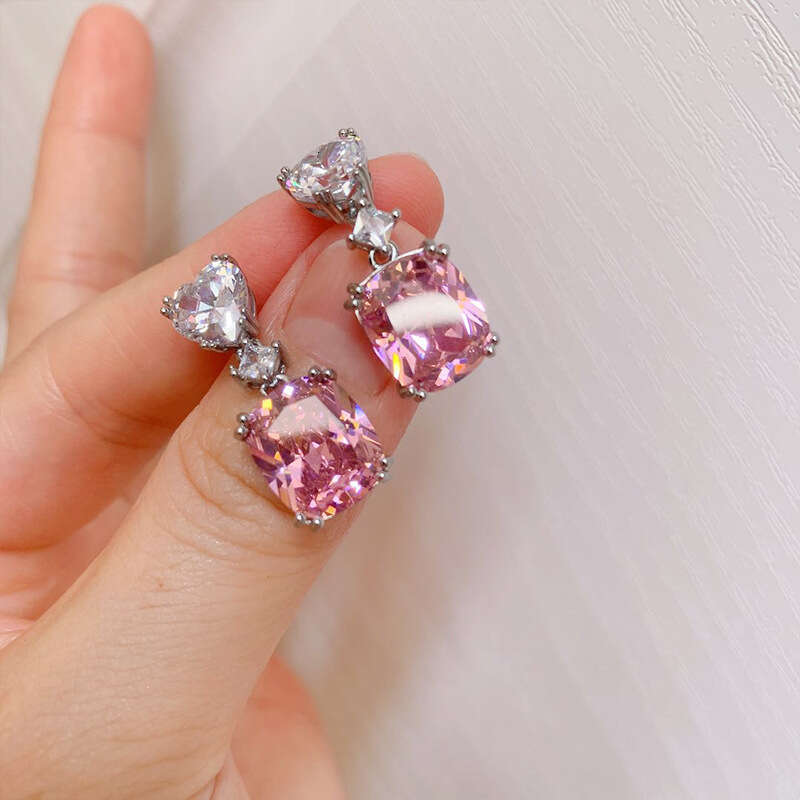 New Trendy Colorful Paraiba Pink Yellow Dia Earrings Micro Pave Jewelry Eca