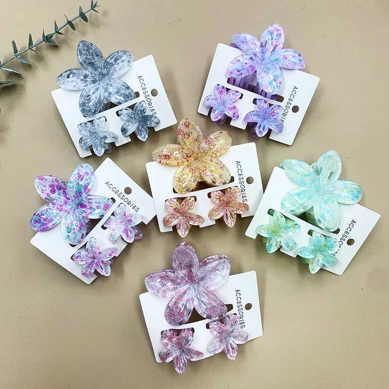 3pcs/set Sweet Flower Shark Hair Claws Clips Hairpins Barrettes for Girls Women Fashion Headwear Wedding Accessories Gift Y250707