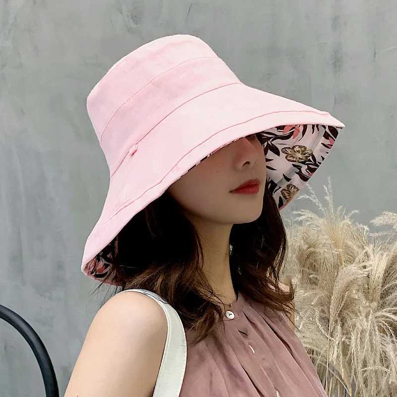 Women Hat Bucket Hat Panamanian Women Four Seasons Fisherman Hat Big Brim Hat Double-Sided Fisherman Hat Sun Visor Sunhat Y250707