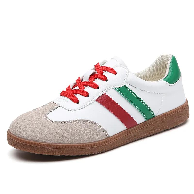 Free shipping for designer ladies new large-sized casual flat shoes, color-matching retro ins sports sneakers, white sneakers