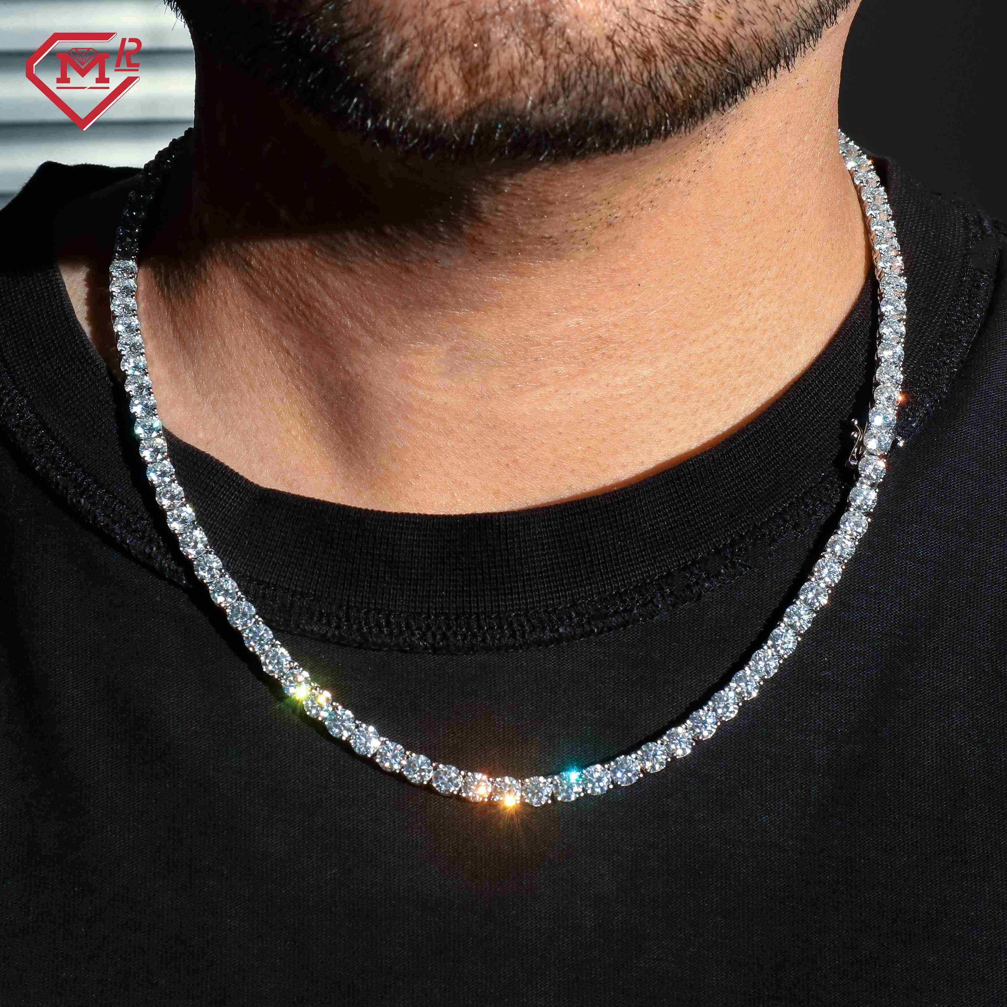 Wholesale Price Tennis Chain Moissanite Vvs Iced Out S925 Moissanite Tennis Chain For Men Women