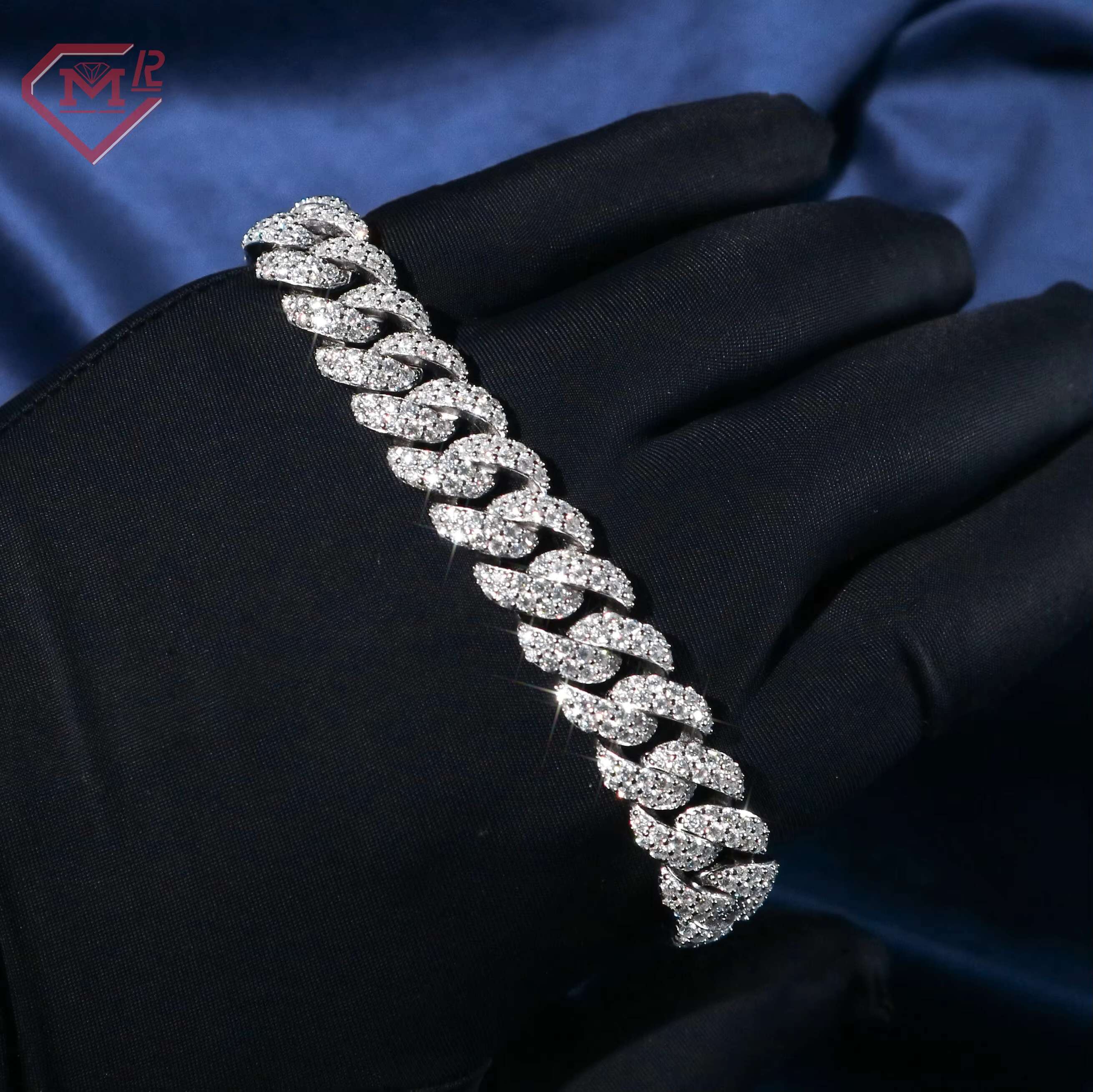14mm Miami Moissanite Necklace Bracelet Jewelry Silver 925 Pass Diamond Test Moissanite Cuban Chain