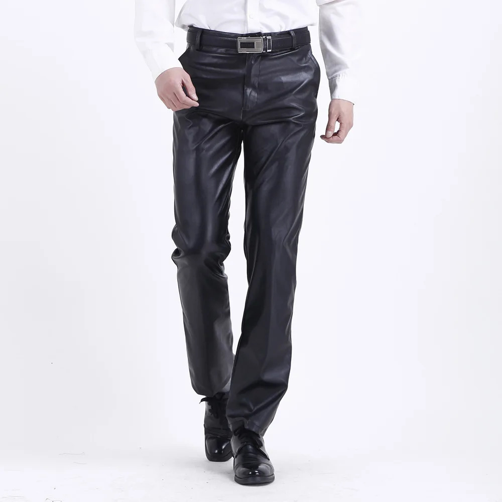 Mens Spring and Summer Fashion Thin PU Leather Pants Casual Loose Waterproof Oil Dirty Long Middle Age 250704