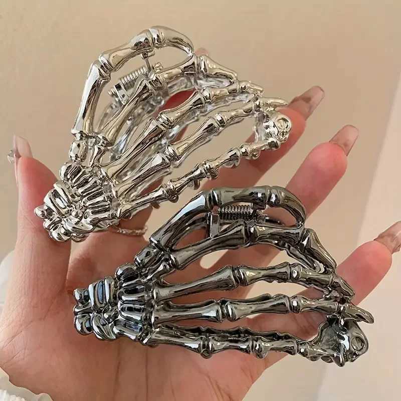 Retro Y2K Skull shaped Hair Claw Clip - Solid Color Hair Claw Clip Womens ponytail stabilizer Halloween accessory for daily use Z250707
