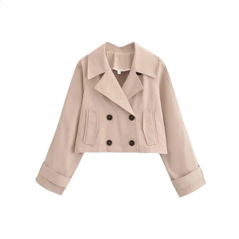Elegant French Style Long Sleeve Jacket Coat Loose Double Button Versatile Autumn Fashion Womens Windbreaker Outerwear 250703