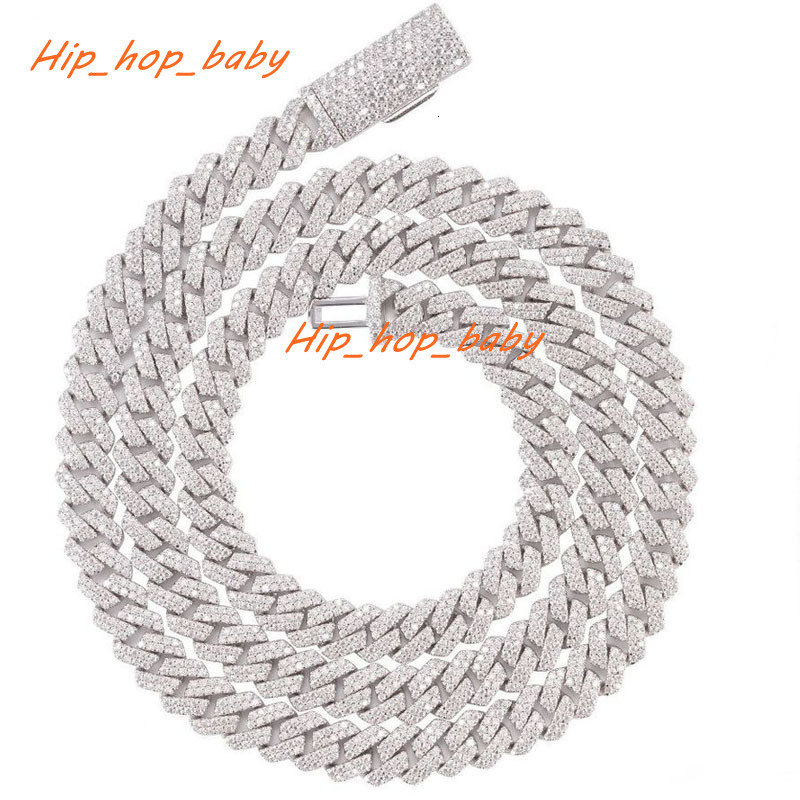 Luxury VVS Moissanite Hip Hop Jewelry 925 Silver Cuban Link Chain Iced Out Mossanite Cuban Chain for Men Women