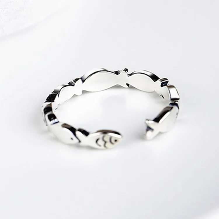 925 Sterling Silver Fish Adjustable Rings For Women Wedding Luxury Jewelry Wholesale Everything Money 925 XJ250707
