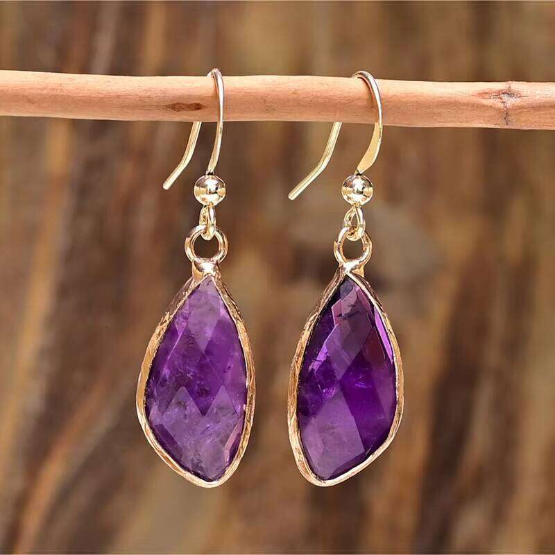 Classic Fashion Women's Healing Amethyst Luxurious Unique Gift for Girls Bohemian Earrings