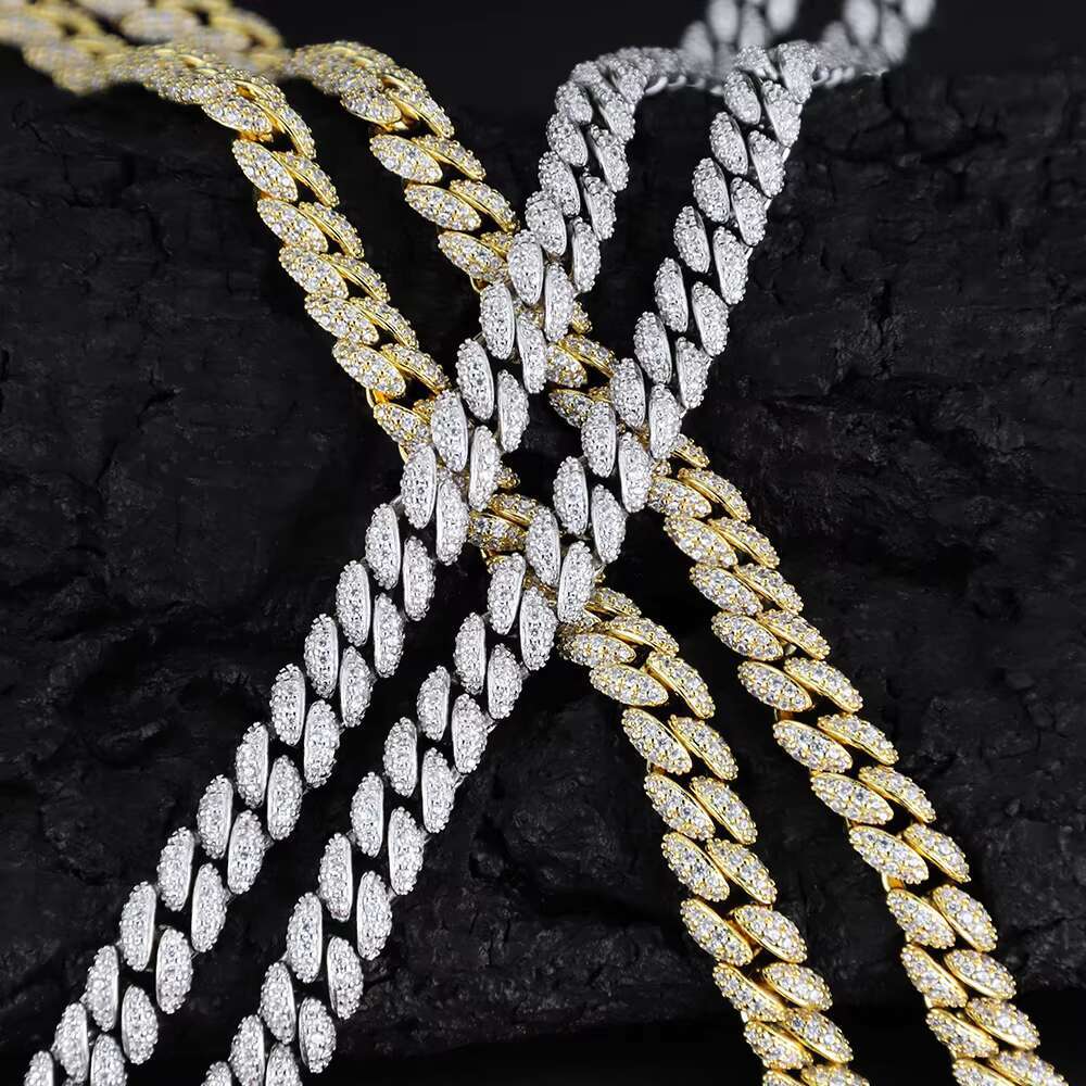 8mm Prong Cuban Link Chain Iced Out Pass Diamond Tester Vvs Moissanite 925 Sterling Silver Necklace